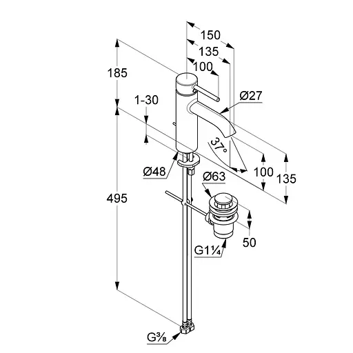 Смеситель для умывальника Kludi Bozz 100 DN 15 382800576 - фото 3