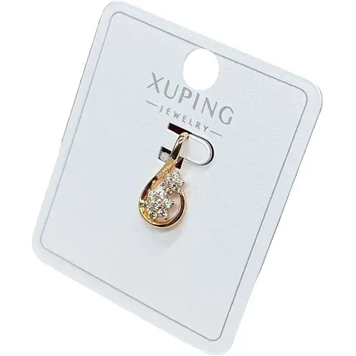 Жіночий кулон-підвіска крапля Xuping з медичного золота під золото 18K з квіткою з кристалів - фото 1