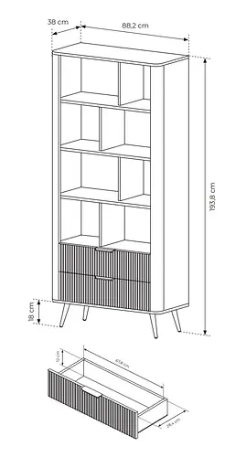 Стеллаж Perfect Home Ланте/Lante 2S с 2 ящиками и золотыми ножками Беж (PFH-091103) - фото 3