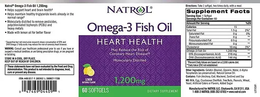 Жирні кислоти Natrol Omega-3 Fish Oil 1200 мг 60 капсул Лимон - фото 3