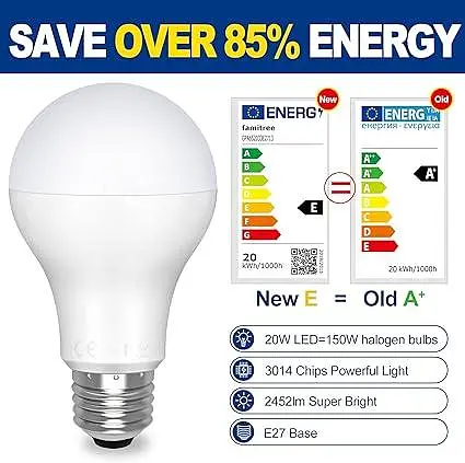 Светодиодная лампочка Famitree E27 Edison Screw, 20 Вт (150 Вт эквивалент), теплый белый, 2452 лм, без регулировки яркости - - фото 4