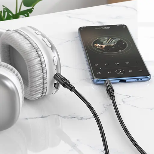 Аудіо кабель Aux Hoco UPA27 Spirit transparent (1.2m) Black - фото 6