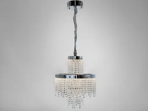 Кришталева люстра LED 376 золотиста з двома рівнями підвісок - фото 1