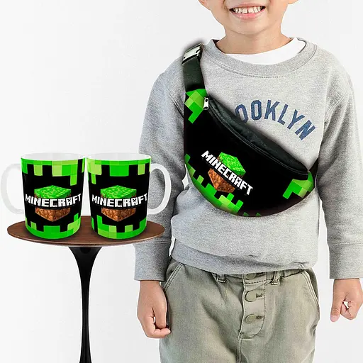 Набор: Сумка-бананка+ Кружка майнкрафт "Minecraft" детская с принтом (00250)