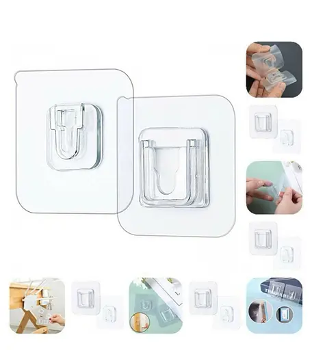 Набір із 2 двосторонніх самоклейких тримачів кріплень на липучці без свердління стін 5.5x5.5 см, Danmenqing 86927 - фото 2