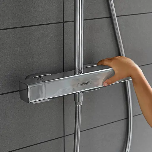 Душова система Hansgrohe Croma E Showerpipe 280 1jet EcoSmart з термостатом 27660000, Хром - фото 4