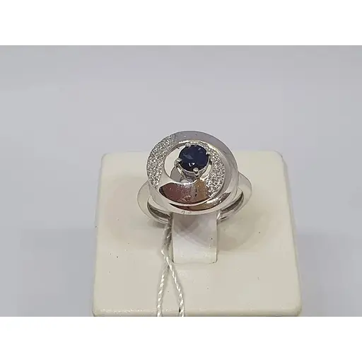 Золота каблучка Агні з сапфіром і діамантами. Артикул 11270 17,5 - фото 5