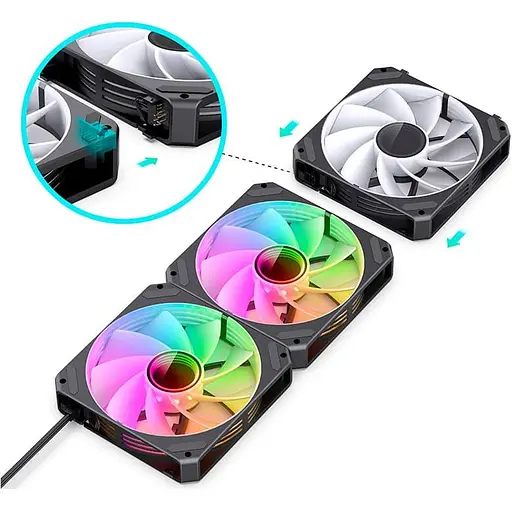 Вентилятор Jonsbo ZG-120BR (3in1) Black (120mm, 500-1500RPM, 36.8dB, 4pin) (ZG-120BR Black) - фото 3