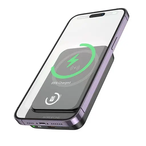 Павербанк магнітний із бездротовим зарядним Borofone BJ63A Nimble PD20W magnetic 10000mAh чорний - фото 4