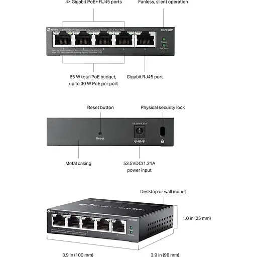 Коммутатор TP-Link ES205GP (ES205GP) - фото 5