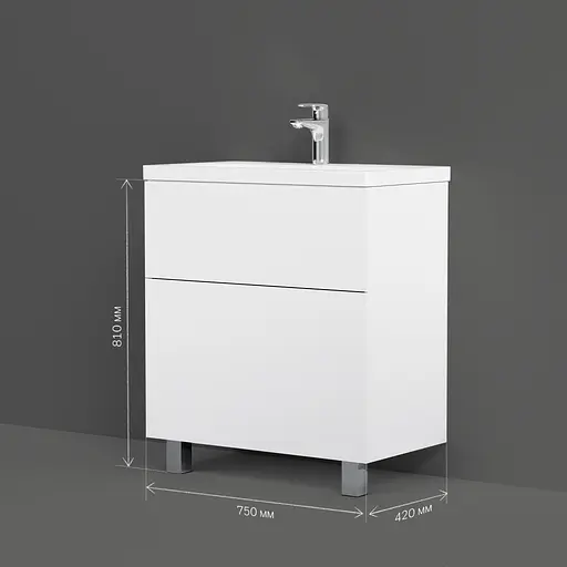 Тумба з умивальником AM.PM Gem підлогова 75 см білий MGA-FSX07522WG-WCC0752WG Білий - фото 7