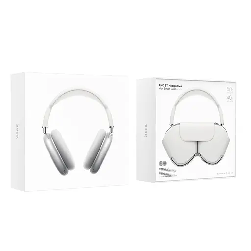 Бездротові навушники Hoco W58 headphones, ANC, BT5.4, 500mAh, 40-50h, Type-C, Smart Case, silver - фото 4