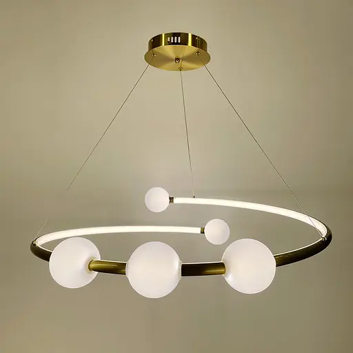 Дизайнерська латунна LED люстра з акриловими кульками Ø 80 см Line.F MJ 76-800 AB - фото 4