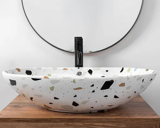 Умивальник Rea Olga terazzo накладний REA-U5692, Цветной - фото 4