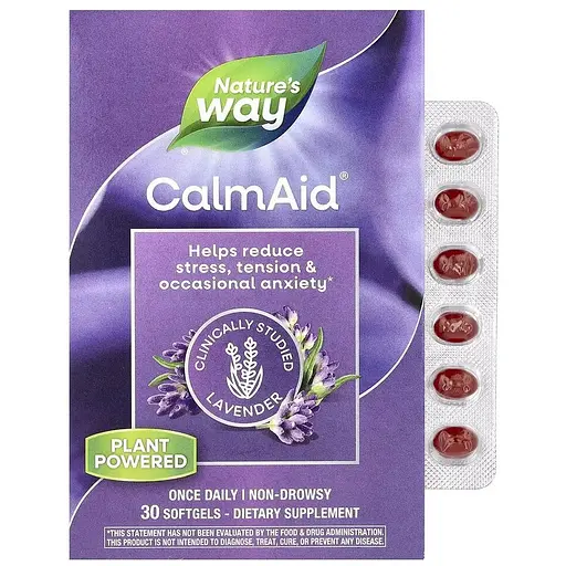 Лавандовое масло Nature's Way CalmAid, 30 капсул для эмоционального баланса и расслабления - фото 1