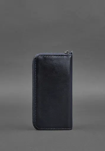 Кожаный портмоне на молнии 6.1 Темно-синий - фото 5