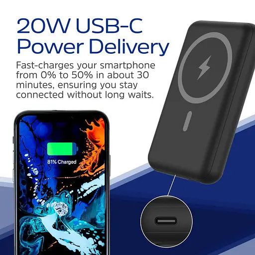 Павербанк Energizer Magnetic Black 10 000 mAh / 22.5 Вт (QM10002PQ) - фото 8