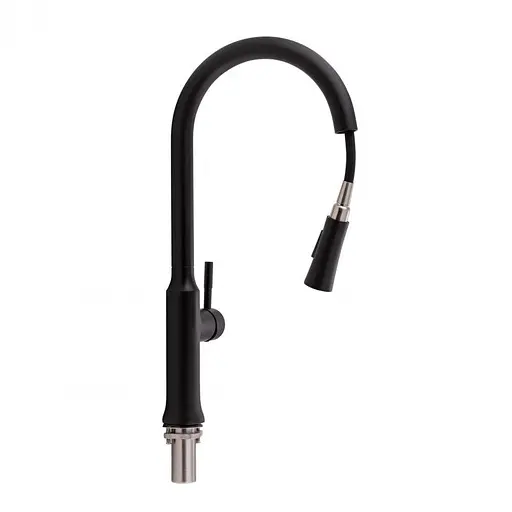 Змішувач для кухні з висувним виливом Qtap Baruska 9137103UB Чорний матовий - фото 3