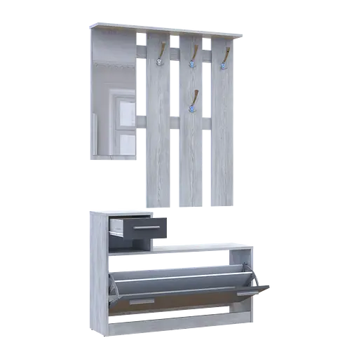 Прихожая Doros Alice Сосна Натти/Графит 1 зеркало 100х25х182.9 (44900365) - фото 6