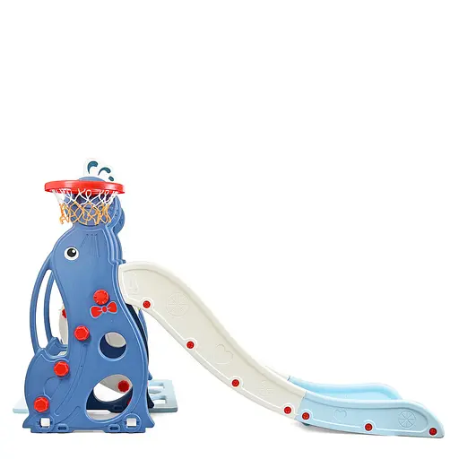 Дитяча гірка-гойдалка BAMBI WM19020-4 з баскетбольним кільцем, ш147-г178-в107,5см, синя - фото 4