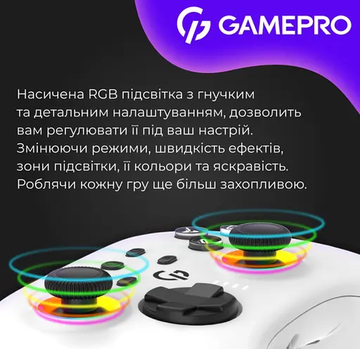 Геймпад джойстик GamePro GP-X13-W Xinput Bluetooth/2.4G/USB (Switch/PC/iOS/Android) White - фото 15