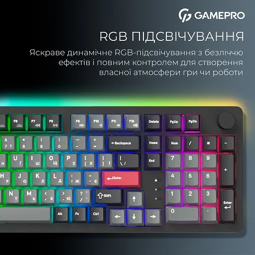 Клавіатура GamePro Asgard Drakkar Keychron Super Red Switch Wireless/Bluetooth/USB Black бездротова (MK305BK) - фото 15