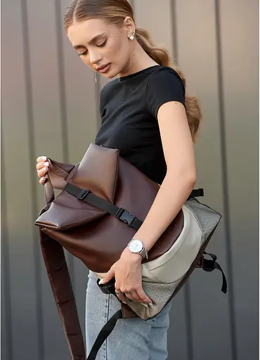 Жіночий рюкзак Sambag RENEDOUBLE шоколадний 37 х 31 х 14 см (27151120r) - фото 5