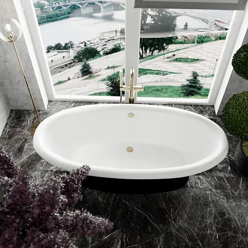 Ванна отдельностоящая глянцевая Amdcon Olmpa 180x90 черная на пьедестале из литого камня OLMPA_180_pad_BLACK_HL Черный - фото 3