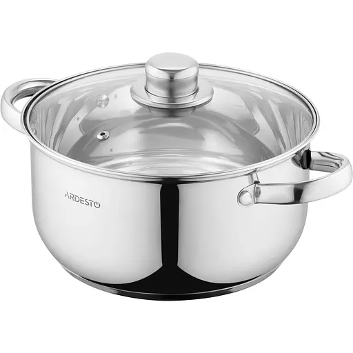 ARDESTO Кастрюля Gemini Gourmet, скляна кришка, 3.8 л, нержавіюча сталь