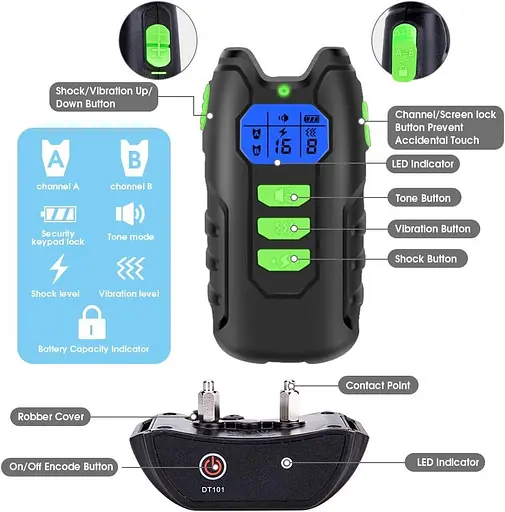 Ошейники Pethood Shock для собак с 3 режимами вибрации, звукового сигнала - Ошейник для дрессировки собак из ТПУ и нейлона - фото 2