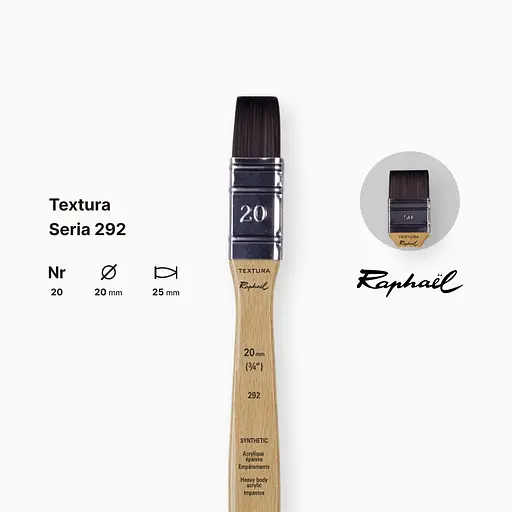 Кисть синтетична плоская Raphael Textura, №20, профессиональная, длинная ручка - фото 2