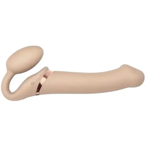 Безремневий страпон Strap-On-Me Vibrating Flesh L регульований з вібрацією та з пультом ДК діаметр 3.7 см