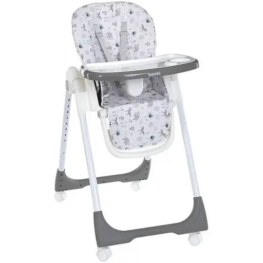 Стульчик для кормления Bambi M 5673-11 с принтом, экокожа, Gray