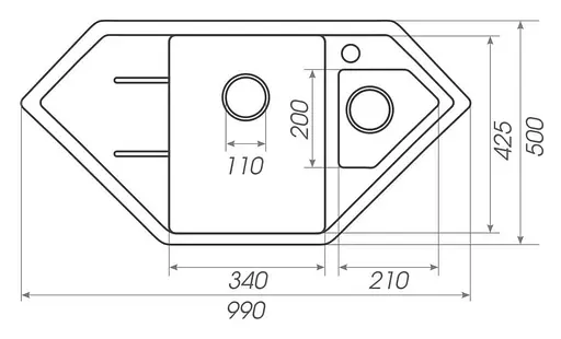 Кухонна мийка Platinum 9950 PANDORA МОККО (SP000025186) - фото 2