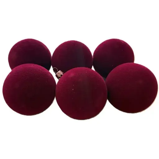 Набір великих ялинкових куль з італійського оксамиту 6 шт 80 см бордо - фото 1