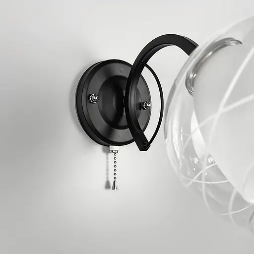 Бра на 1 подвійний плафон в чорному корпусі Line F Арт. B6634/1 BK+CH - фото 3