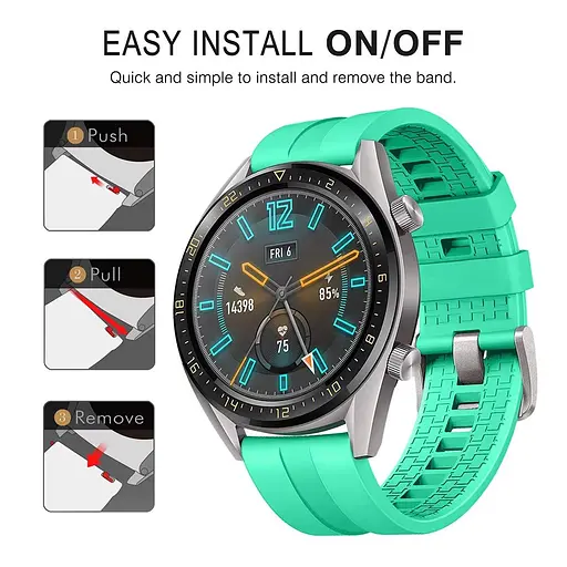 Ремінець силіконовий Tamister для годинника 22 мм Type D бірюзовий - фото 2