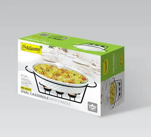 Мармит керамический Maestro MR-11559-74 Овальная мармитница с крышкой на подставке 37смх24см 2,3л Белый - фото 4