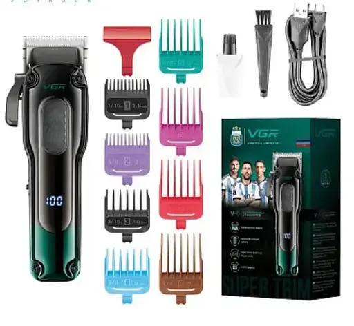 Машинка для стрижки (clipper) VGR V-013, 8 насадок, Зеленый - фото 2