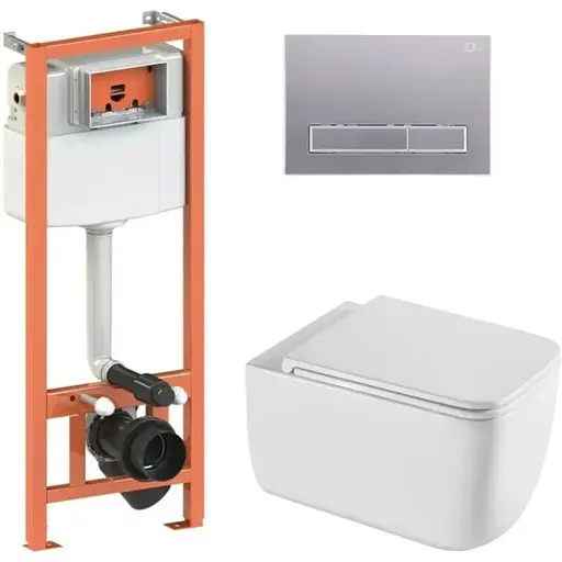 Набір Q-tap Nest 4 в 1 підвісний унітаз Gemini Ultra Quiet 530х365х373 + комплект інсталяції QT2533076EUQW46157 - фото 1