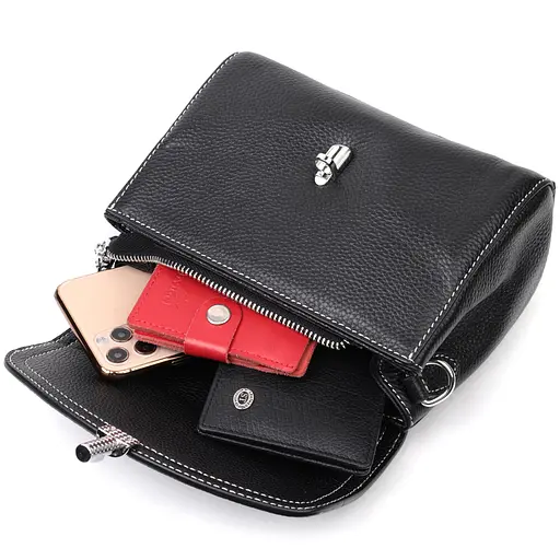 Кожаная сумка для женщин Vintage с защелкой 19х15х9 см sum0029039 - фото 8