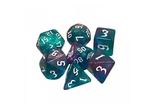 Набір кубиків Double Color Glitter 7 Dice Set - Aqua-Purple , 7 шт. (g7dglitdc02)