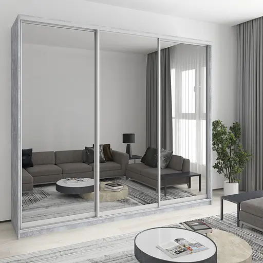 Шафа-купе тридверна MebelStar Комбо AL 3 Дзеркала 270x60x240 см Бетон (MBS-2229)