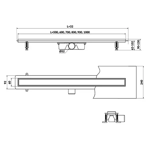 Трап для душу Cersanit Tako лінійний 80 з двосторонньою решіткою нержавіюча сталь S907-010 - фото 2