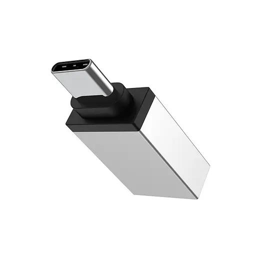 Адаптер Borofone BV3 OTG USB-A 3.0 (female) - type-C (male) переходник серебристый - фото 1