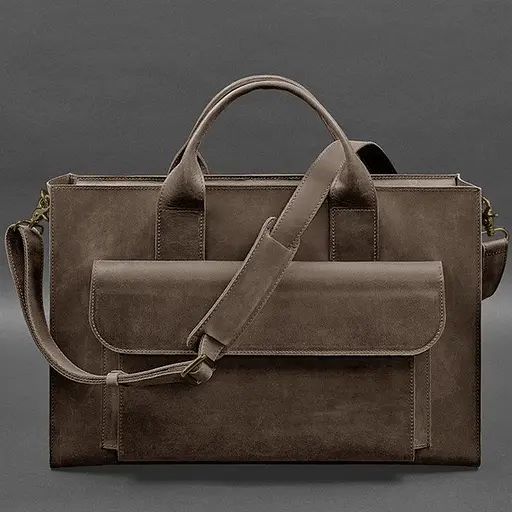 Шкіряна сумка для ноутбука та документів Універсальна темно-коричнева Crazy Horse - фото 6