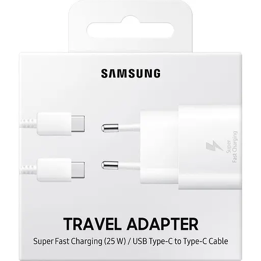 Зарядний пристрій Samsung 25Вт USB-С, кабель USB-C USB-C, 1м, білий (EP-T2510XWEGEU) - фото 6