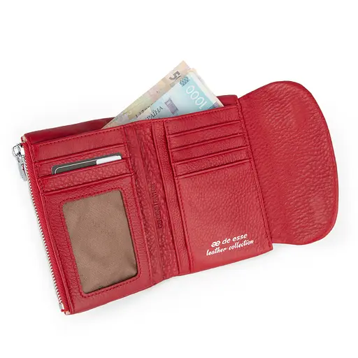 Гаманець жіночий шкіряний De Esse LC68308-05 червоний невеликий на магніті - фото 2