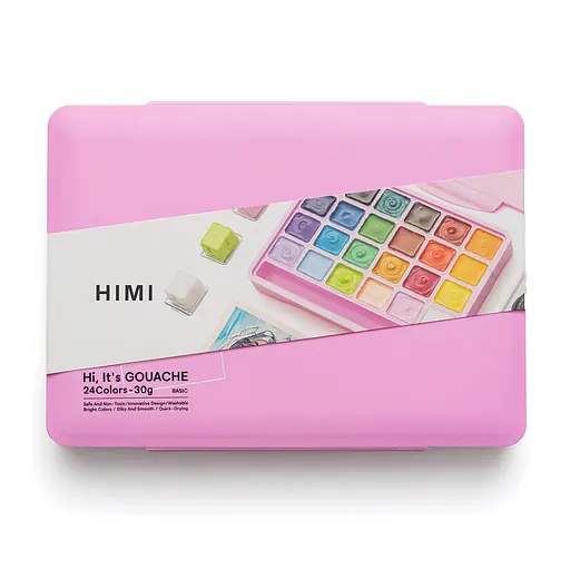 Набор гуашевых красок Jelly Cup 24×30 мл розовый пластиковый пенал HIMI - фото 1