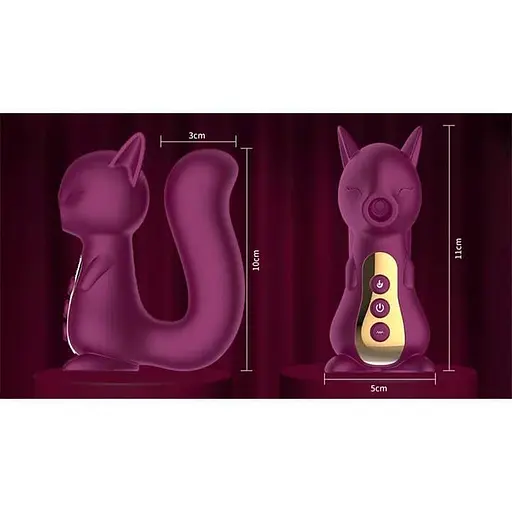 Вакуумний вібратор силікон з підігрівом Білочка 10 режимів водостійкий 10x3 см Бордовий - фото 3